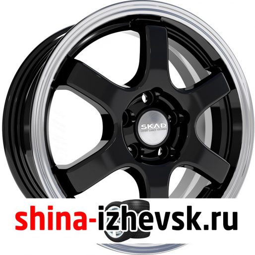 Колесный диск СКАД Киото 6xR15 4×98 ET38 DIA58.6 чёрный глянцевый с полированным ободом в Ижевске